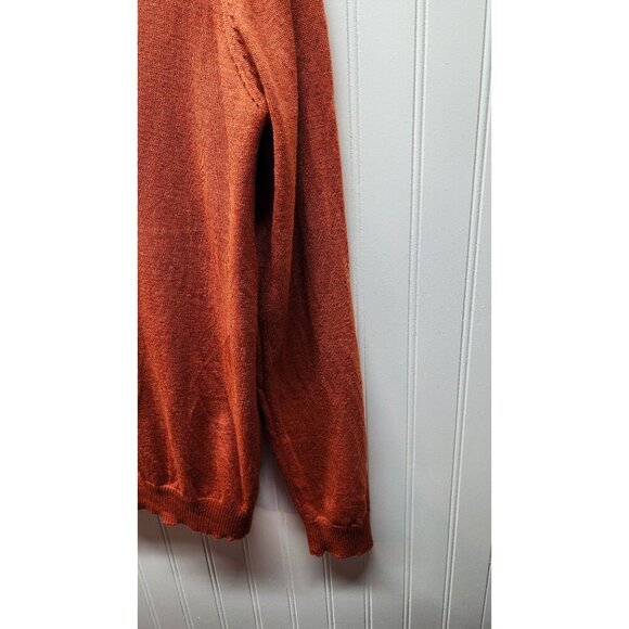 Mens Pronto Uomo Extra Fine Merino Wool V-Neck Sweater Rust Large - Picture 3 of 9
